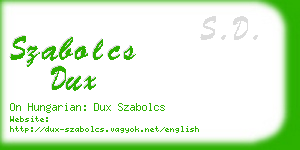 szabolcs dux business card